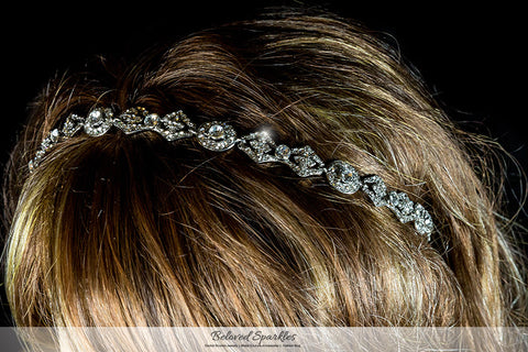 Rena Vintage Silver Hair Tie Headband | Swarovski Crystal - Beloved Sparkles
 - 6