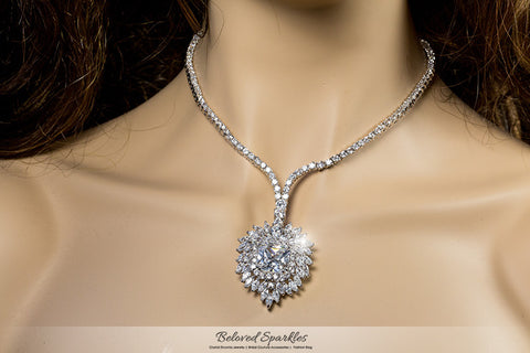 Brisa Vintage Royal Cluster Pendant Necklace Set | 80 Carat | Cubic Zirconia - Beloved Sparkles