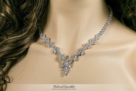 Nichelle Marquise Cluster Statement Necklace Set | Cubic Zirconia - Beloved Sparkles
 - 5