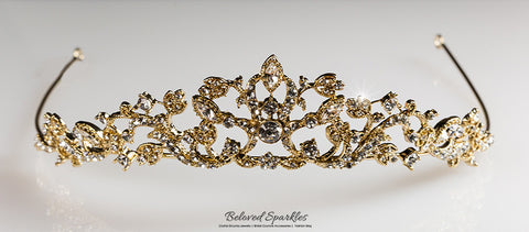 Nedda Art Deco Filigree Tiara | Gold | Swarovski Crystal - Beloved Sparkles
 - 6