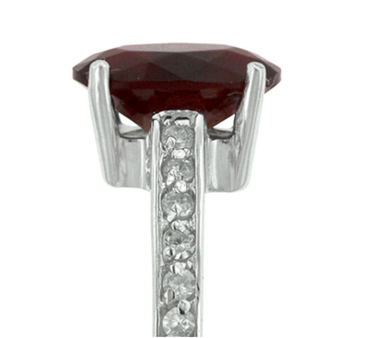 Evelina Ruby Oval Solitaire Engagement Ring | 3ct | Cubic Zirconia | Sterling Silver
