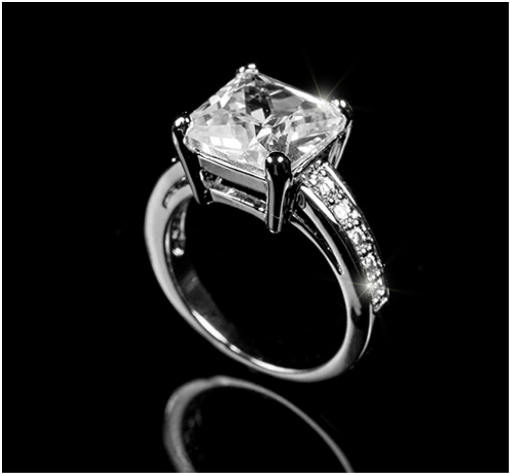 Lindsay Princess Cut Raised Pave Engagement Ring | 5.5ct | Cubic Zirconia - Beloved Sparkles
 - 6