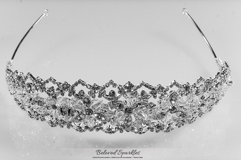 Lara Victorian Art Deco Silver Tiara | Swarovski Crystal - Beloved Sparkles
 - 6