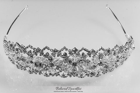 Lara Victorian Art Deco Silver Tiara | Swarovski Crystal - Beloved Sparkles
 - 6