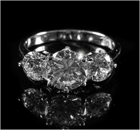 Alpha Triplet Round Cut Engagement Ring | 3ct | Cubic Zirconia | Sterling Silver