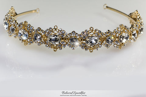 Kylie Oval Cluster Gold Headband | Swarovski Crystal - Beloved Sparkles
 - 6