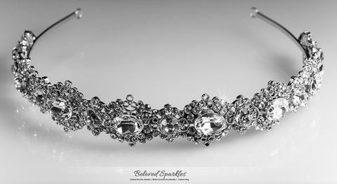 Kylie Oval Cluster Silver Headband | Swarovski Crystal - Beloved Sparkles
 - 6