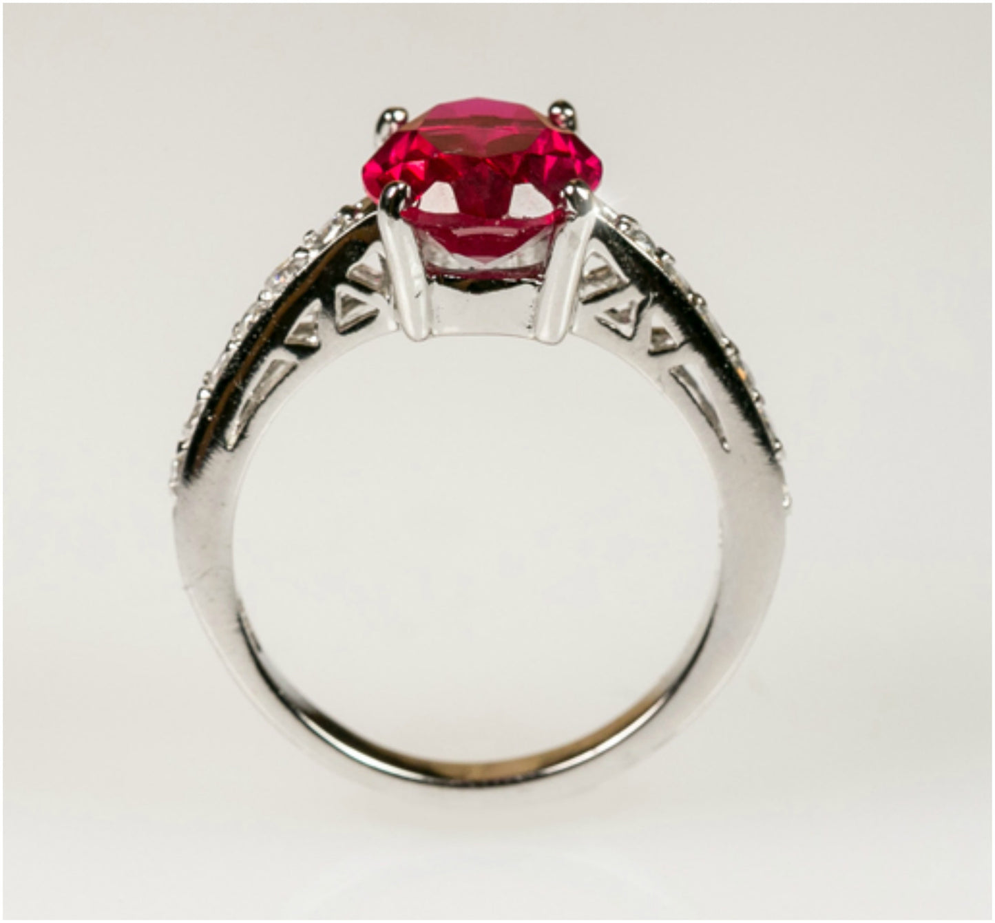 Evelina Ruby Oval Solitaire Engagement Ring | 3ct | Cubic Zirconia | Sterling Silver