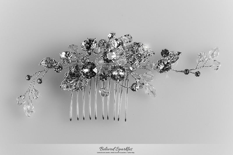 Derica Curved Leaves Hair Comb | Swarovski Crystal - Beloved Sparkles