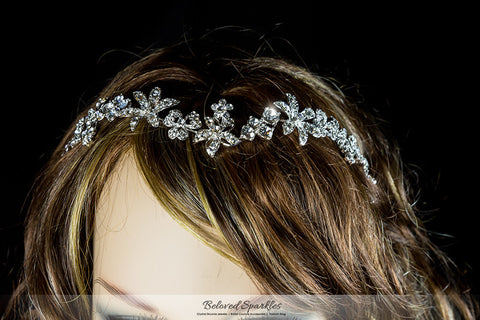 Loretta Flower Forehead Silver Headband | Swarovski Crystal - Beloved Sparkles
 - 7
