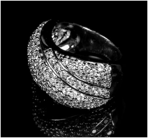 Flair Cluster Fashion Pave Wide Band Ring | 7ct | Cubic Zirconia - Beloved Sparkles
 - 7