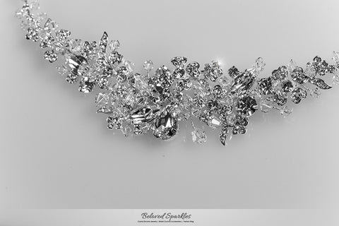Persis Delicate Cluster Silver Hair Tie Headband | Swarovski Crystal - Beloved Sparkles
 - 7