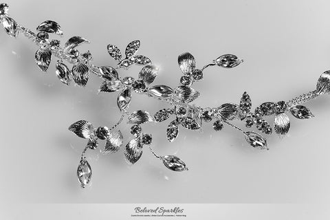 Trista Silver Leaf Hair Tie Headband | Swarovski Crystal - Beloved Sparkles
 - 7
