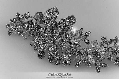 Lizabeth Ila Long Floral Cluster Hair Clip | Swarovski Crystal - Beloved Sparkles
 - 7