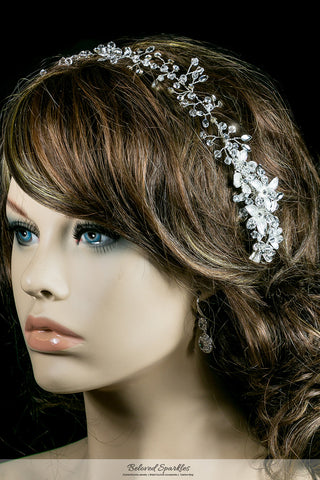 Estella Flower Spray Silver Headband | Swarovski Crystal - Beloved Sparkles
 - 5