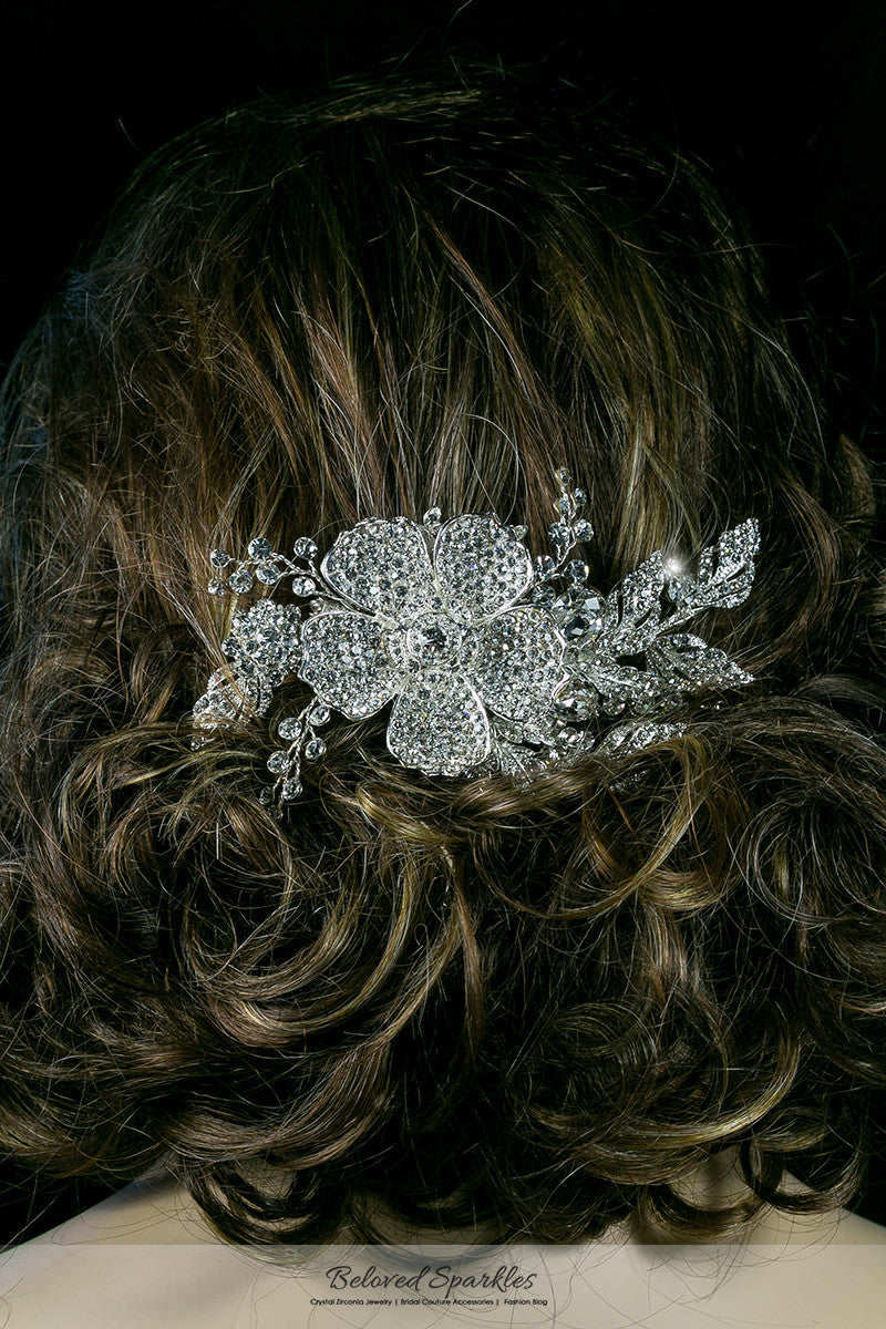 Aida Vintage Flower Statement Hair Comb | Swarovski Crystal - Beloved Sparkles