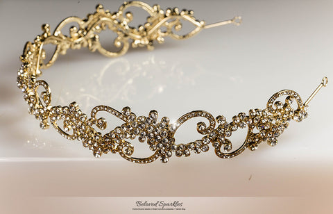 Bethany Swirl Filigree Gold Headband  | Swarovski Crystal - Beloved Sparkles
 - 7