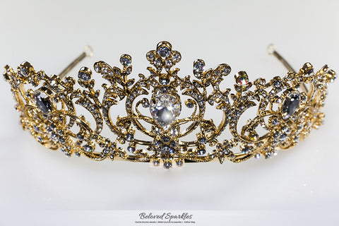 Lucia Victoria Statement Gold Tiara | Swarovski Crystal - Beloved Sparkles
 - 7