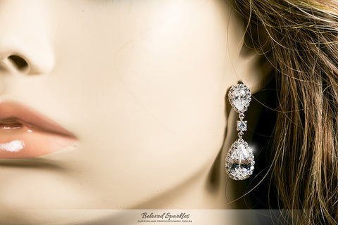 Delores Vintage Dangle Pear Drop Necklace Set | 80 Carat | Cubic Zirconia - Beloved Sparkles