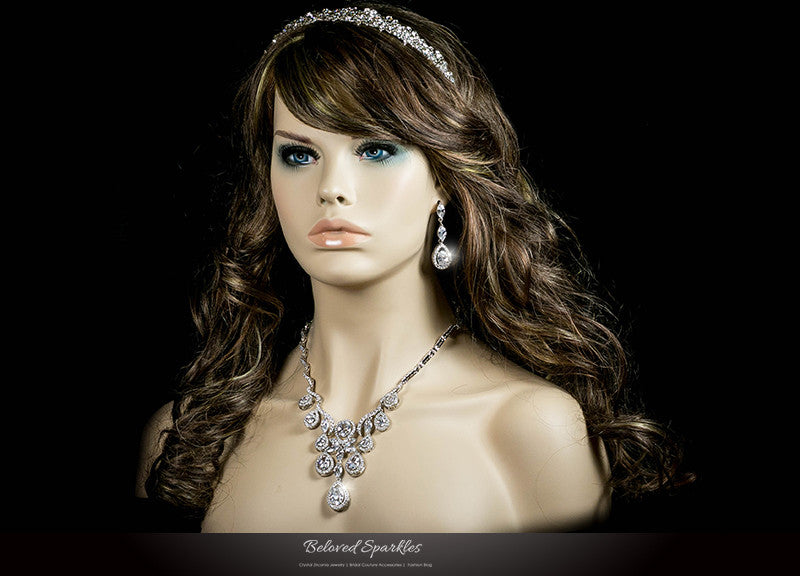 Amadela Vintage Teardrop Necklace Set | 80 Carat | Cubic Zirconia - Beloved Sparkles