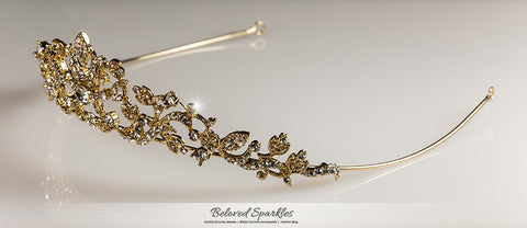 Nedda Art Deco Filigree Tiara | Gold | Swarovski Crystal - Beloved Sparkles
 - 7