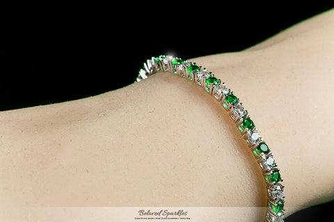 Cassidy Emerald and Clear Round  CZ Tennis Bracelet – 7in | 10ct