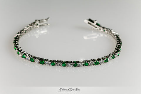 Cassidy Emerald and Clear Round  CZ Tennis Bracelet – 7in | 10ct