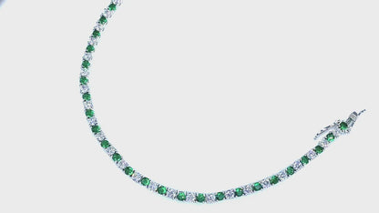 Cassidy 3 Emerald and Clear Round  CZ Tennis Bracelet – 7in | 10ct