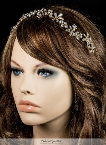 Loretta Flower Forehead Gold Headband| Swarovski Crystal - Beloved Sparkles
 - 8