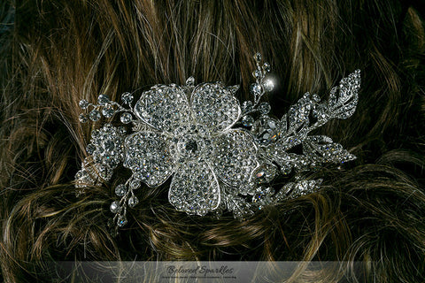 Aida Vintage Flower Statement Hair Comb | Swarovski Crystal - Beloved Sparkles