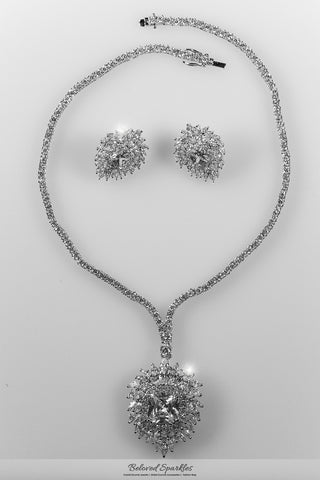 Brisa Vintage Royal Cluster Pendant Necklace Set | 80 Carat | Cubic Zirconia - Beloved Sparkles