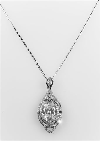 Adela Vintage Art Deco Clear Diamond Pendant Necklace | 27 Carat | Cubic Zirconia