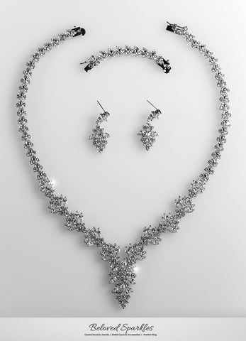 Nichelle Marquise Cluster Statement Necklace Set | Cubic Zirconia