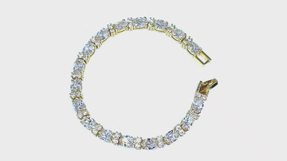 Melanie 7mm Oval CZ GoldTennis Bracelet | 7in