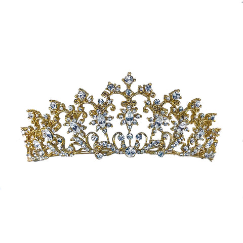 Lynette Vintage Filigree Crystal Gold Tiara | Swarovski Crystal 18k ...