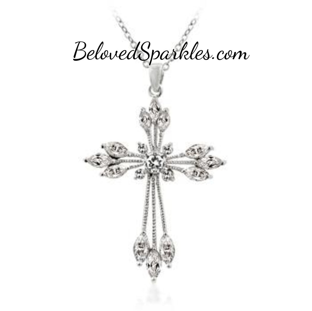 Shanae Luxury Cubic Zirconia Silver Cross Pendant