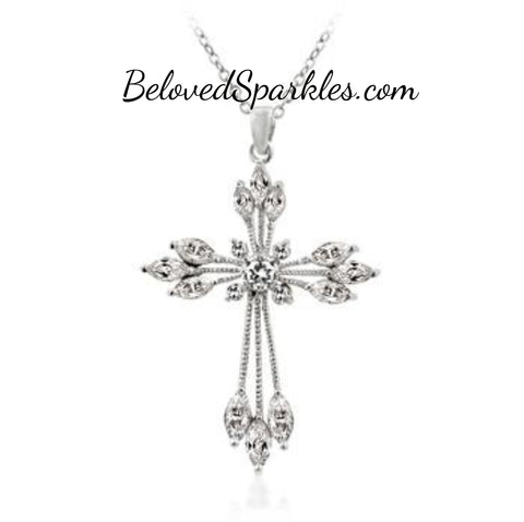 Shanae Luxury Cubic Zirconia Silver Cross Pendant
