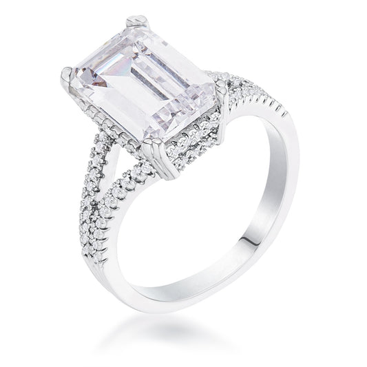 Belinda 8x12mm Emerald CZ Engagement Ring | 5.3ct