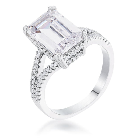 Belinda 5.5ct Emerald CZ Engagement Ring | 6.5ct