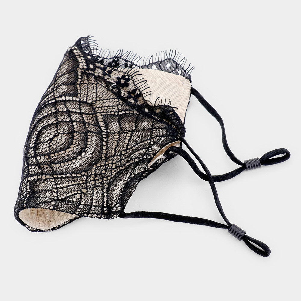 Layla Black Laced Face Mask