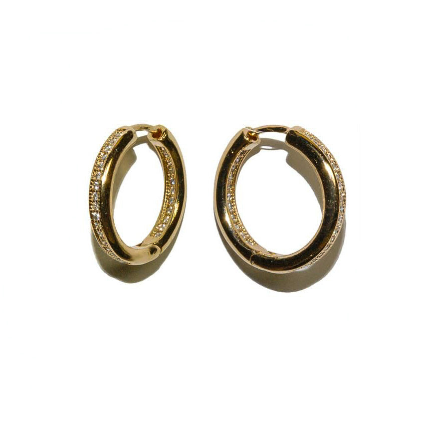 Panola CZ Inside-Out Gold Huggie Earrings