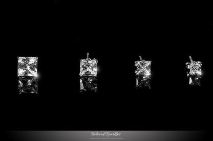 Halsey Princess Cut Gold Stud Earrings – 4mm  | 0.5ct | Sterling Silver