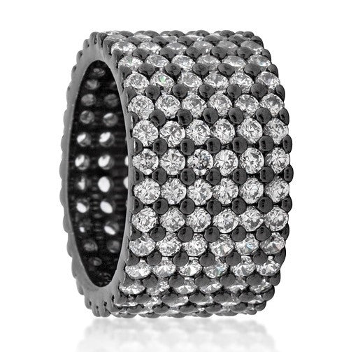 Tina Wide Paved CZ Eternity Band Ring | 22ct | Hematite