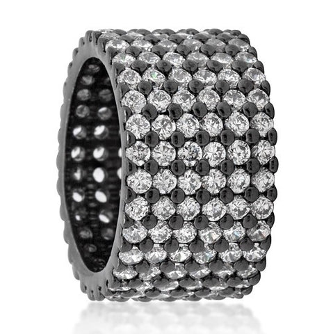 Tina Wide Paved CZ Eternity Band Ring | 22ct | Hematite