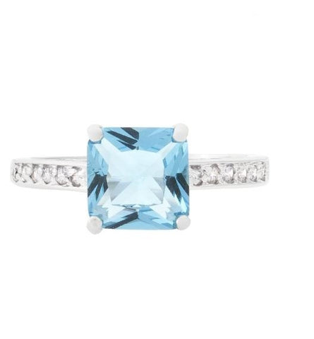 Barrie Aqua Blue Princess Solitaire Ring | 2.5ct