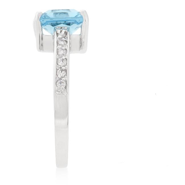 Barrie 8mm Aqua Blue Princess Solitaire Ring | 3ct