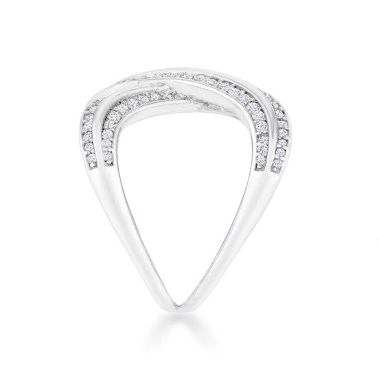 Christa CZ Rhodium Fashion X Ring | 0.4ct