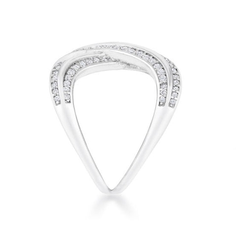 Christa CZ Rhodium Fashion X Ring | 0.4ct