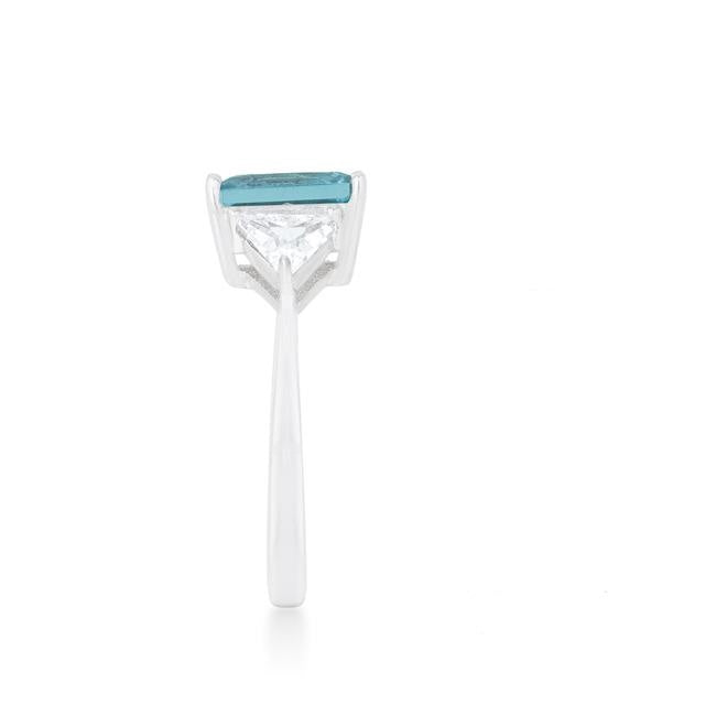Gretchen Blue Topaz Radiant Cut Three Stone Cocktail Ring  | 4.5ct
