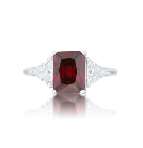 Gretchen 3ct Garnet Red Radiant CZ Engagement Ring | 4.5ct